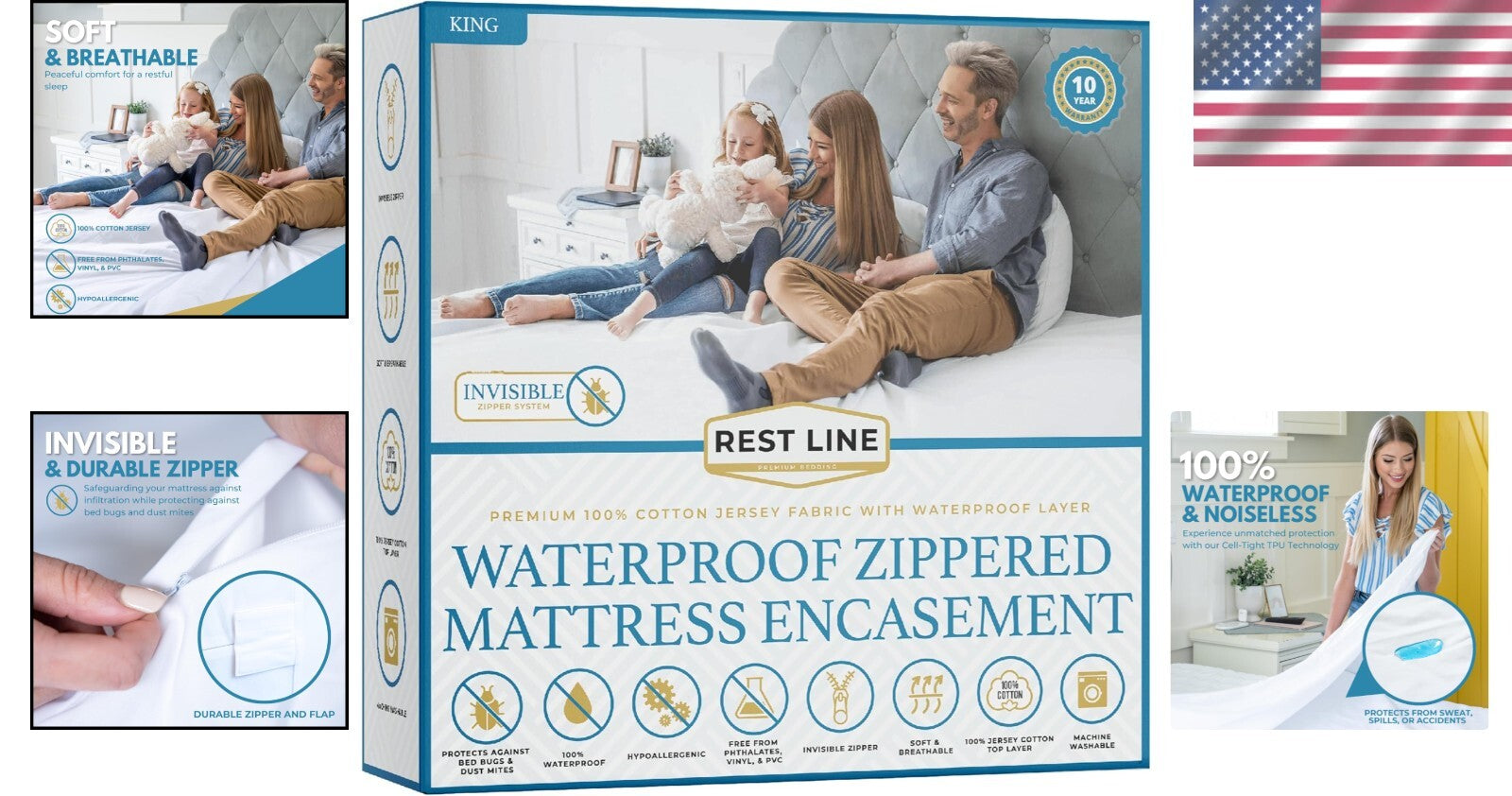 Luxury King Size Mattress Protector - 100% Cotton, Waterproof, and Bed Bug Proof