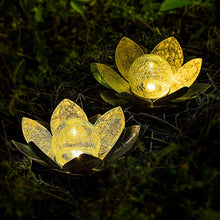 Load image into Gallery viewer, Elegant Solar-Powered Lotus Glass Lamp - Antique Waterproof Garden Decor