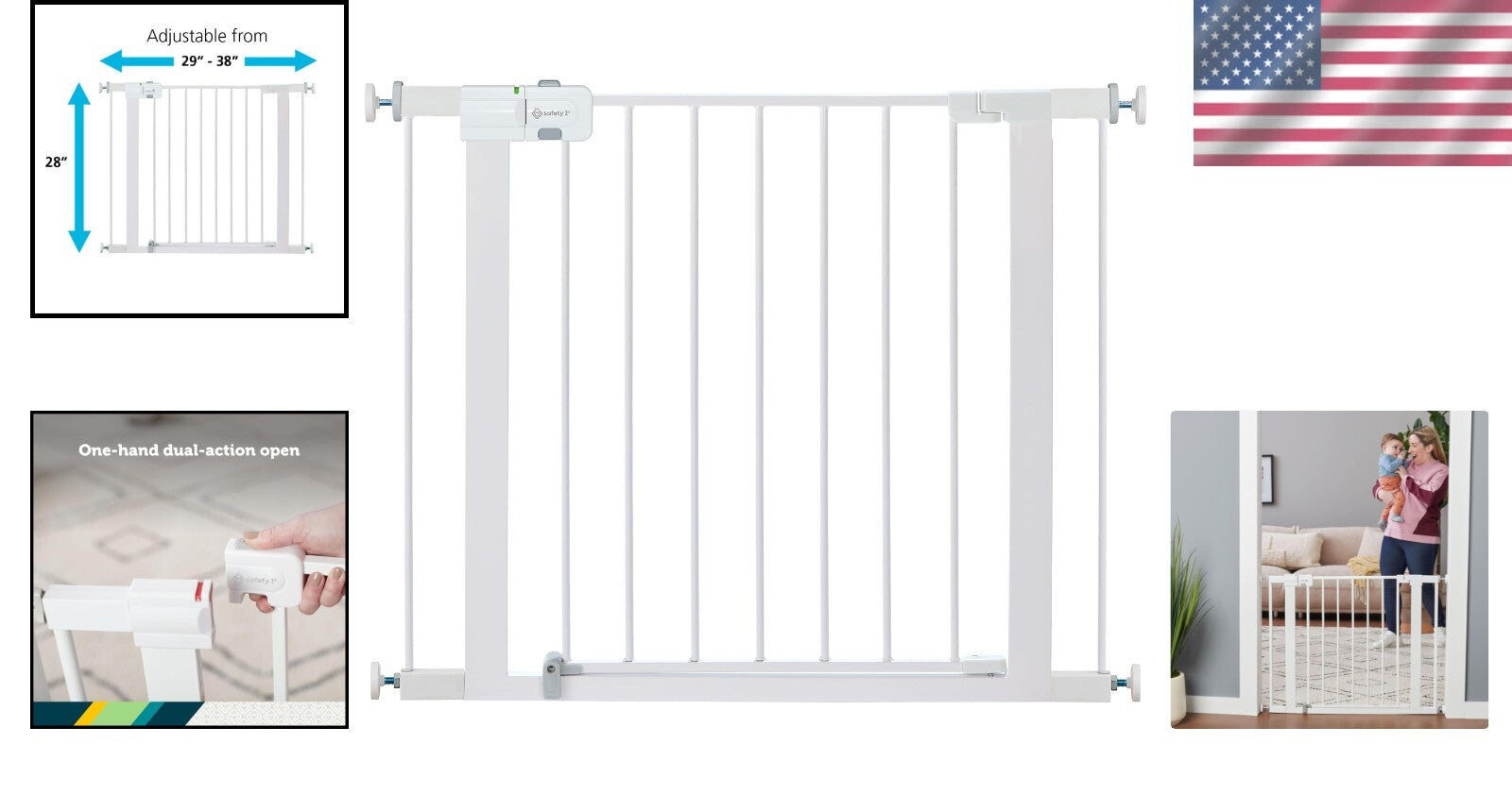 SecureTech Walk-Through Baby Gate – Adjustable 29"-38" for Pets and Children