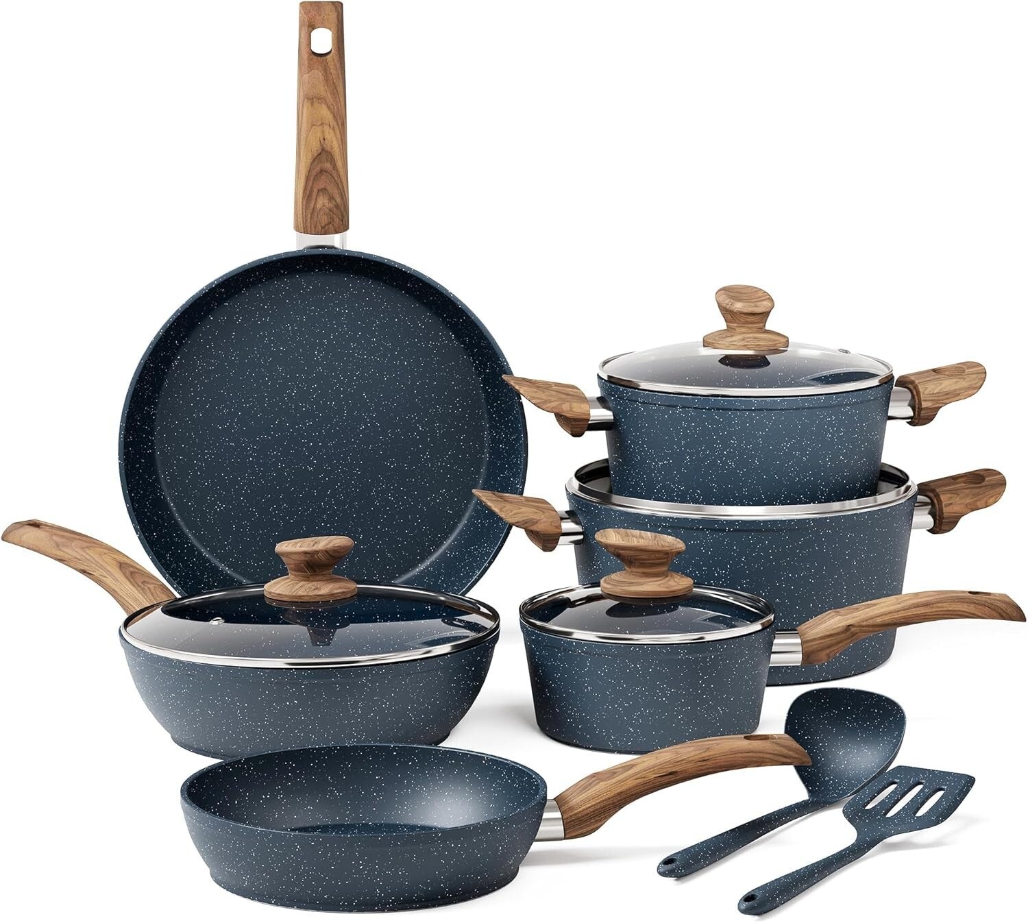 Healthy Cooking Essentials - Induction 12-Piece Granite Non-Stick Pots & Pans