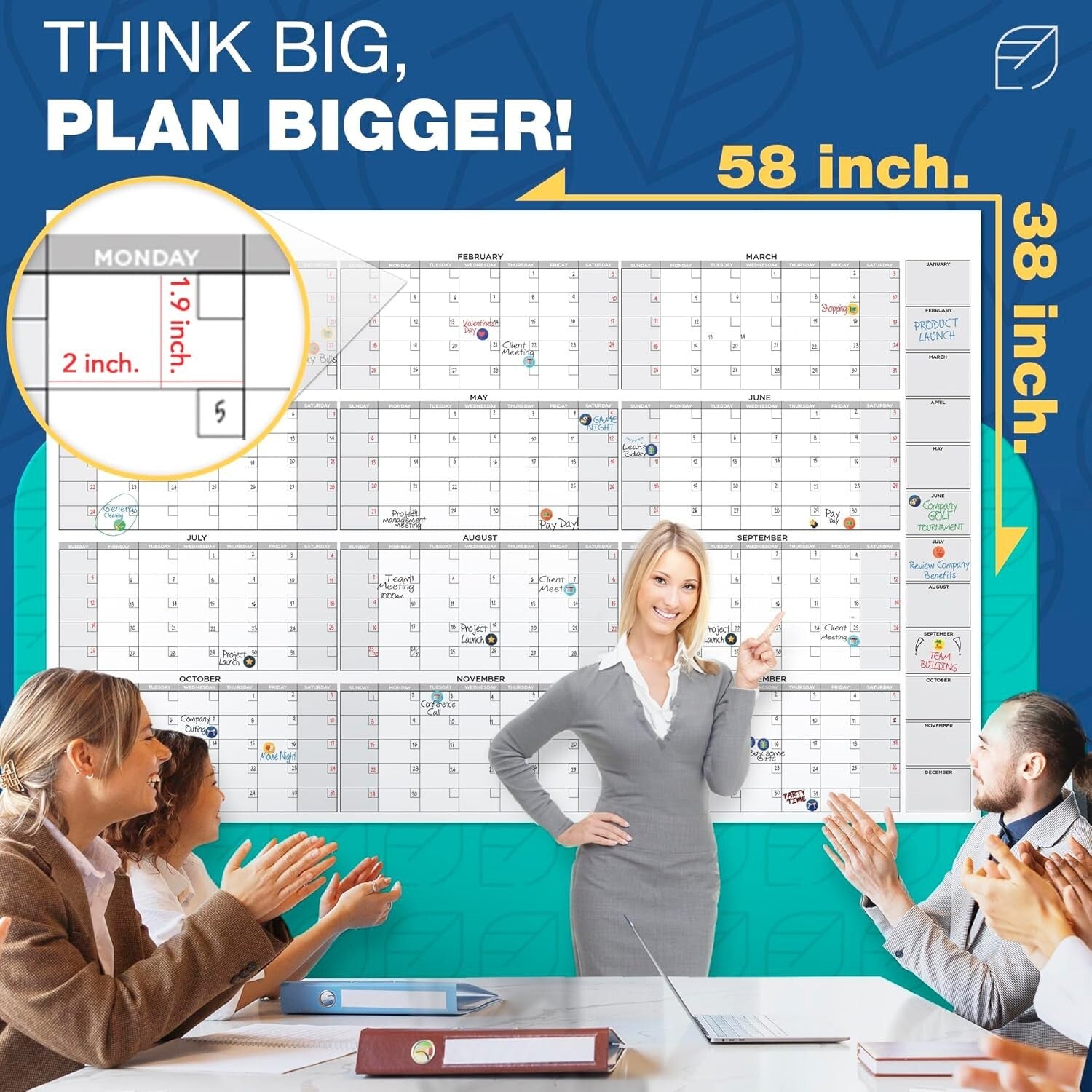 Expansive 2025 Undated Dry Erase Calendar - Ideal for Home, Office & Classroom