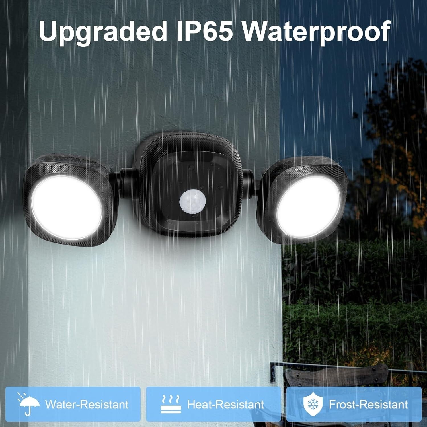 Battery Powered Motion Sensor Flood Lights with Remote for Outdoor Security