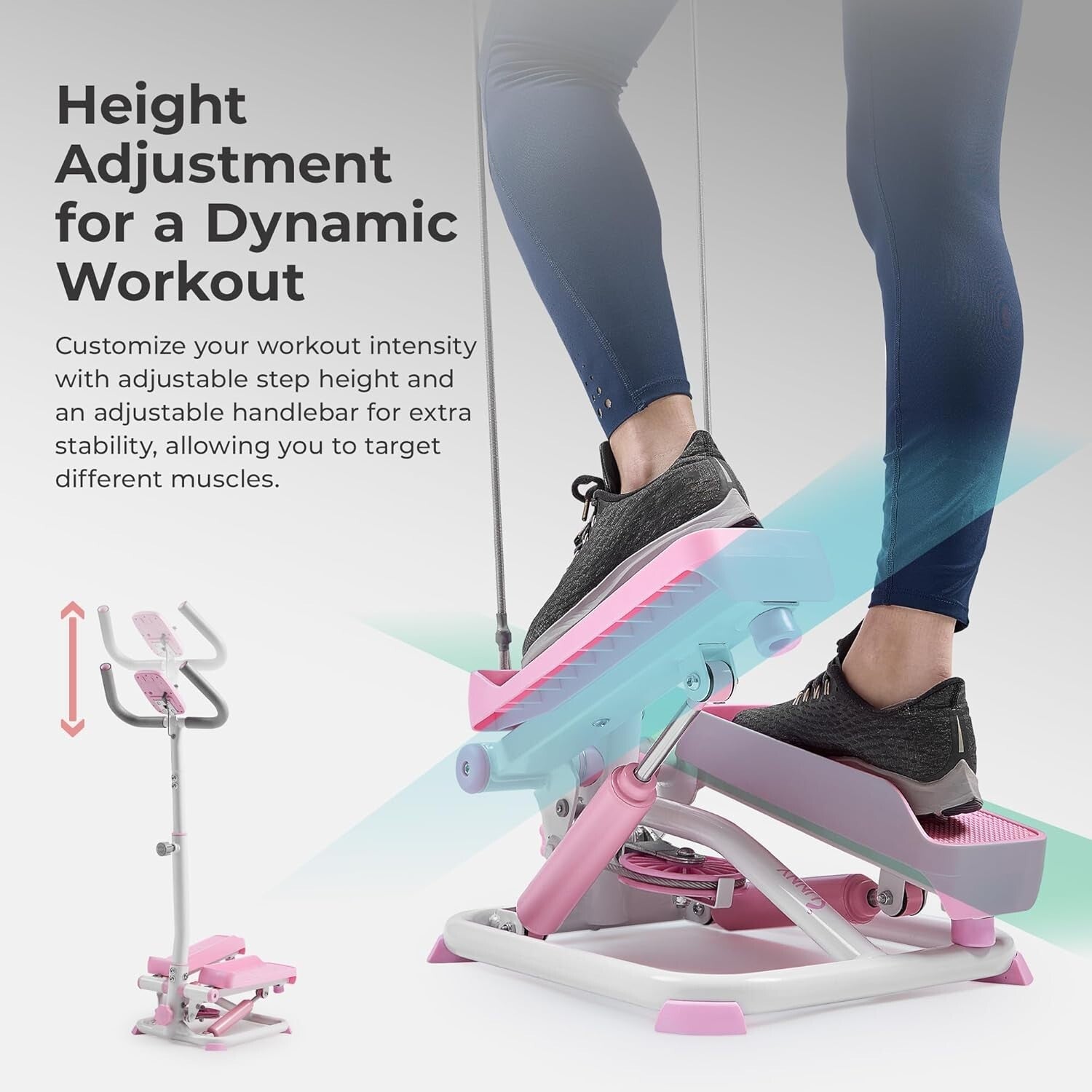 2-in-1 Smart Workout Machine with Resistance Bands - Total Body Fitness in Pink