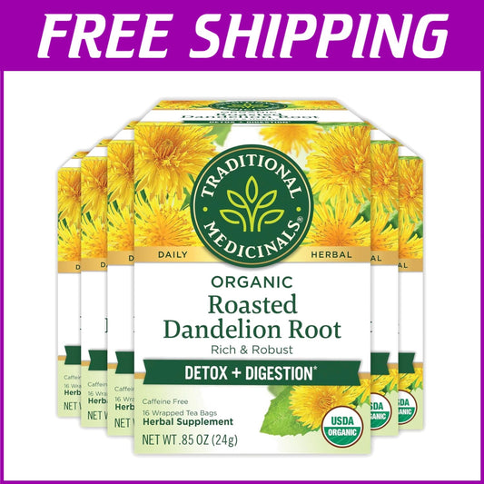 Organic Roasted Dandelion Root Tea - 96 Count for Healthy Digestion & Detox