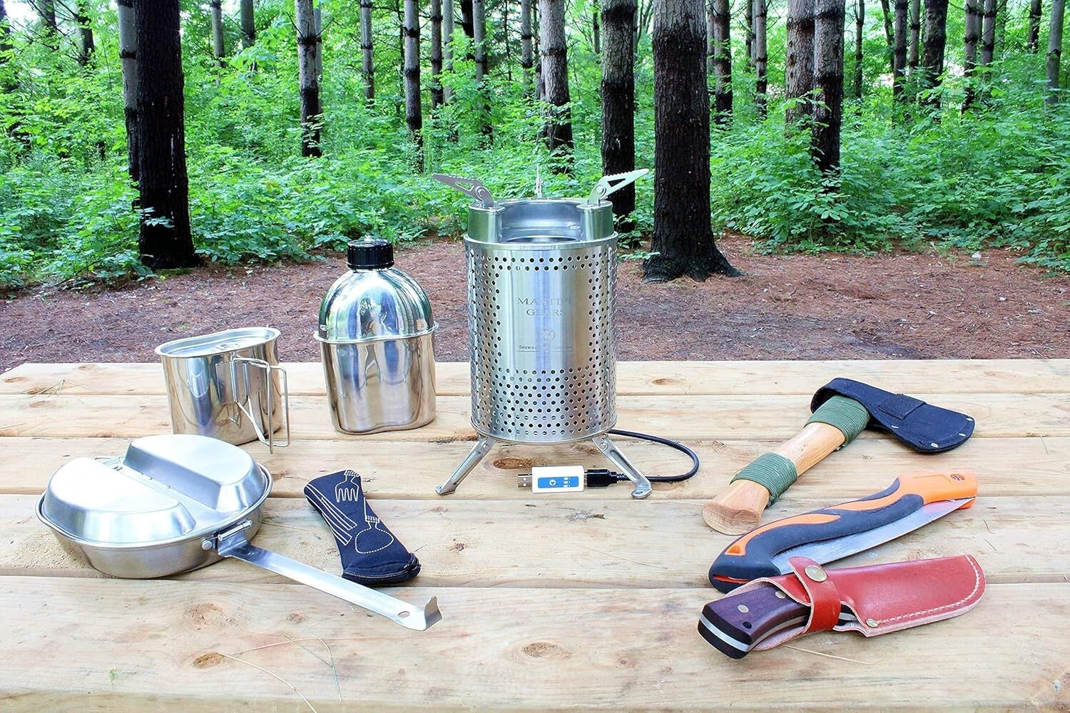 Compact and Durable Stainless Steel Cooking Set - Ideal for Survival Situations