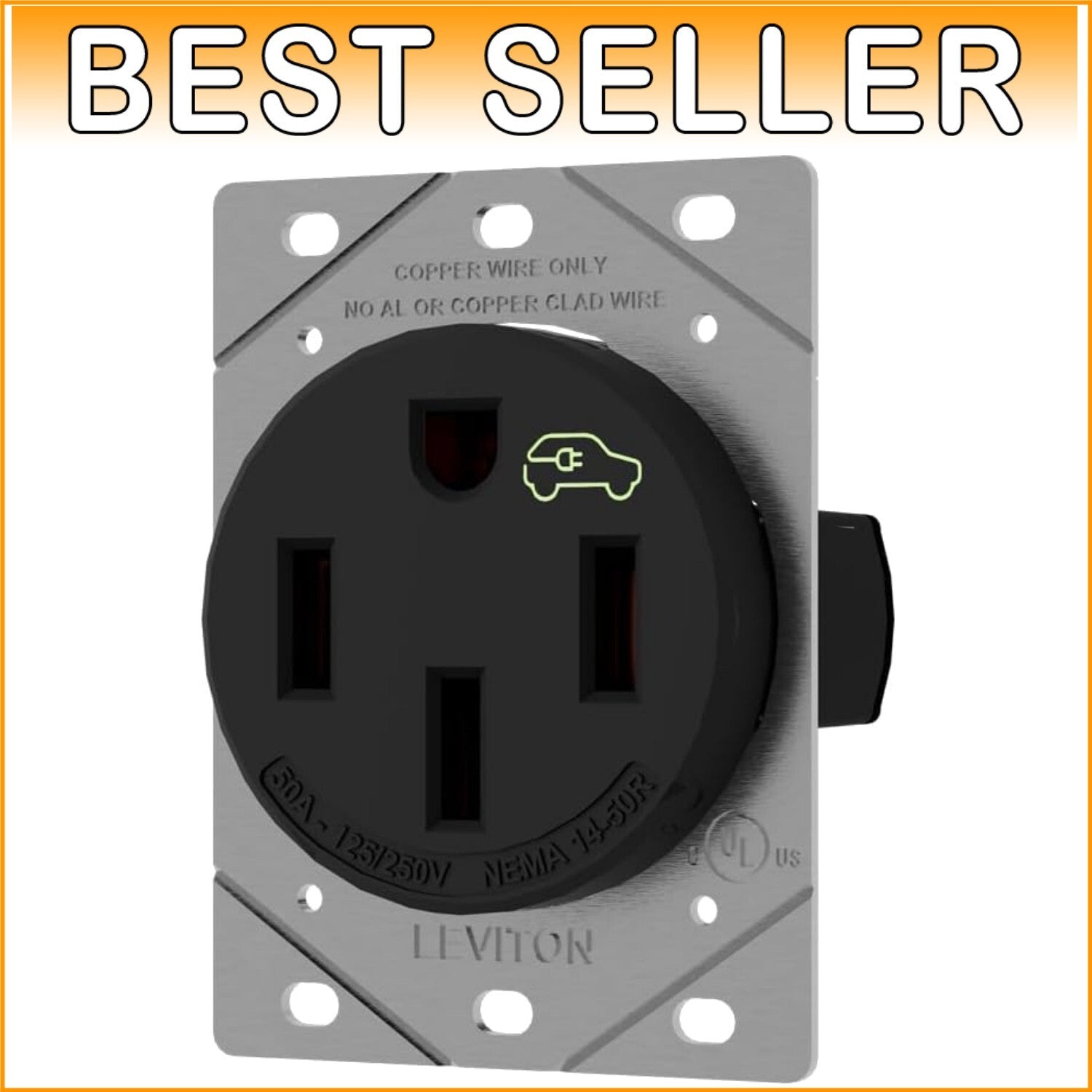 Flush Mount 50 Amp Heavy Duty EV Charging Receptacle, Compatible with All Models