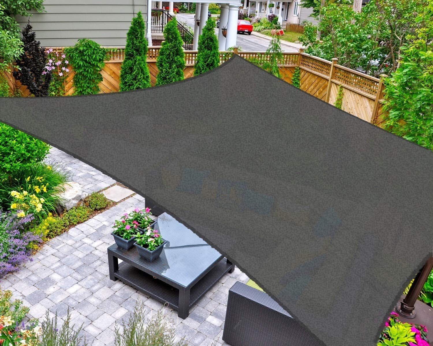 Lightweight UV-Blocking 16' x 20' Graphite Shade Sail for Stylish Outdoor Living
