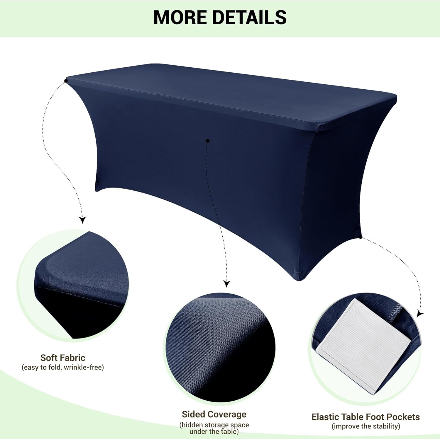 Universal 6ft Spandex Table Covers - 6 Pack for Banquets, Weddings, & Parties