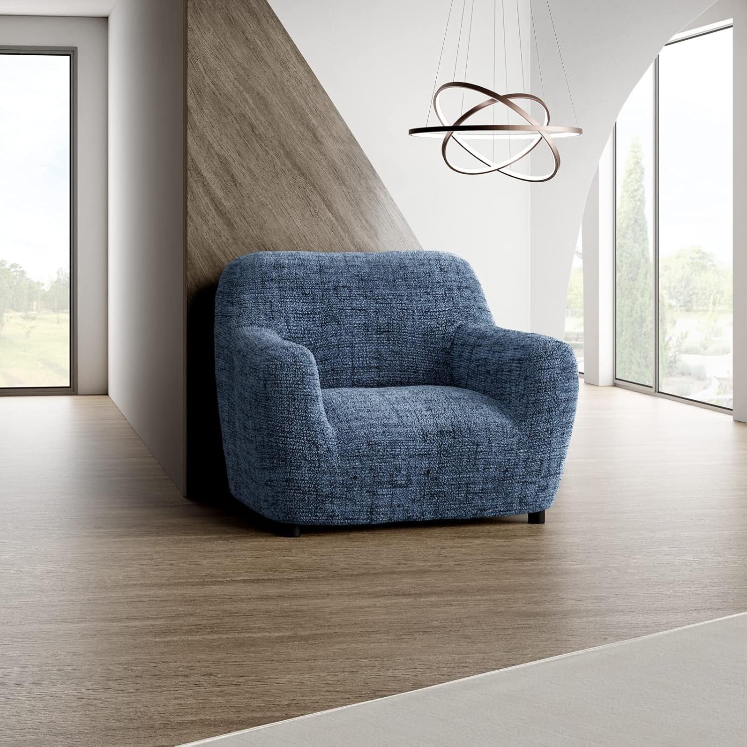 Vittoria Blue Stretch Armchair Slipcover – Soft, Washable Furniture Protector