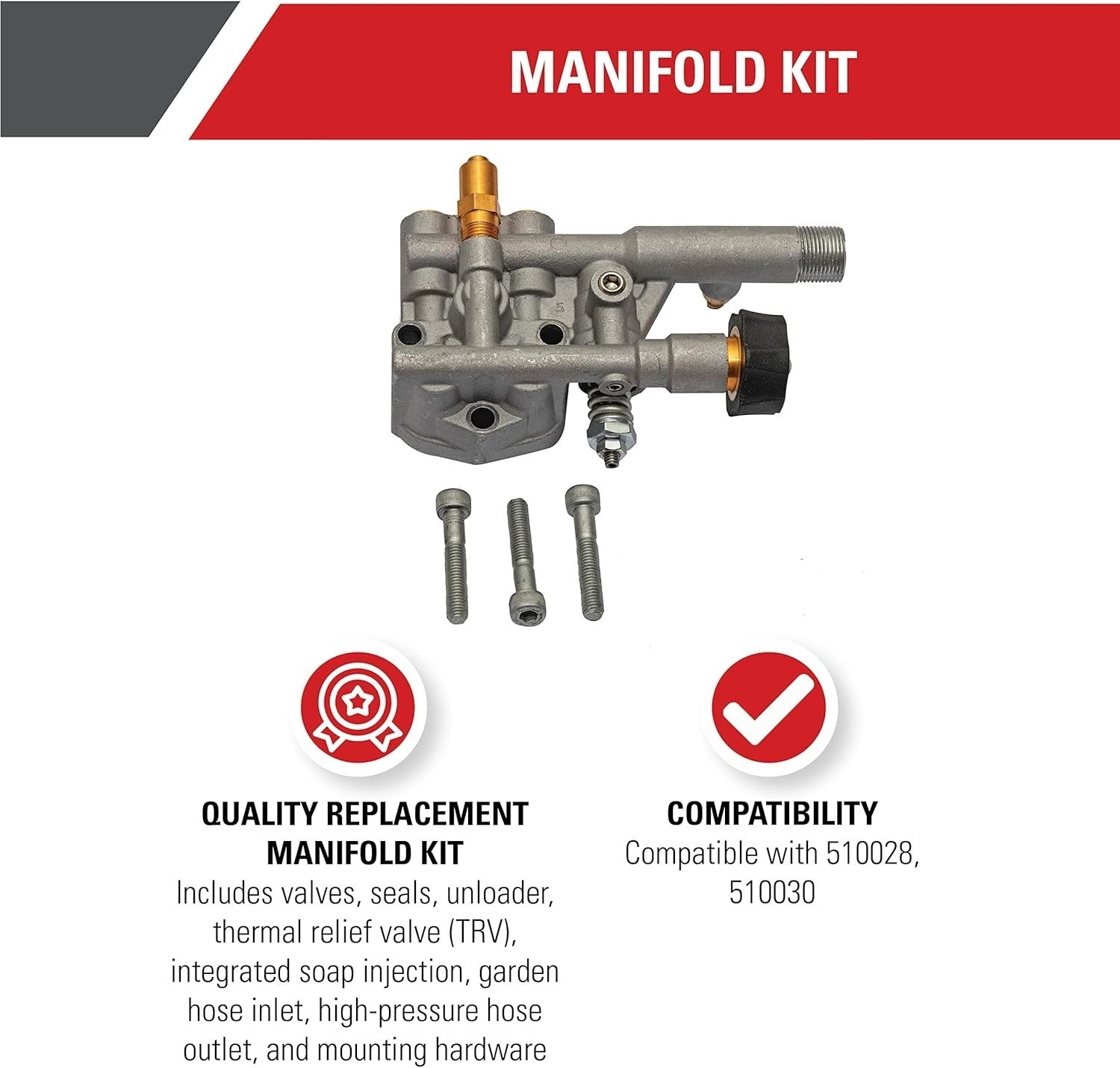Durable OEM Cleaning Manifold with Valves for 510028 & 510030 Pressure Washers
