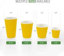 Load image into Gallery viewer, Leakproof 4oz Ripple Insulated Yellow Coffee Cups - 500 Count Value Pack