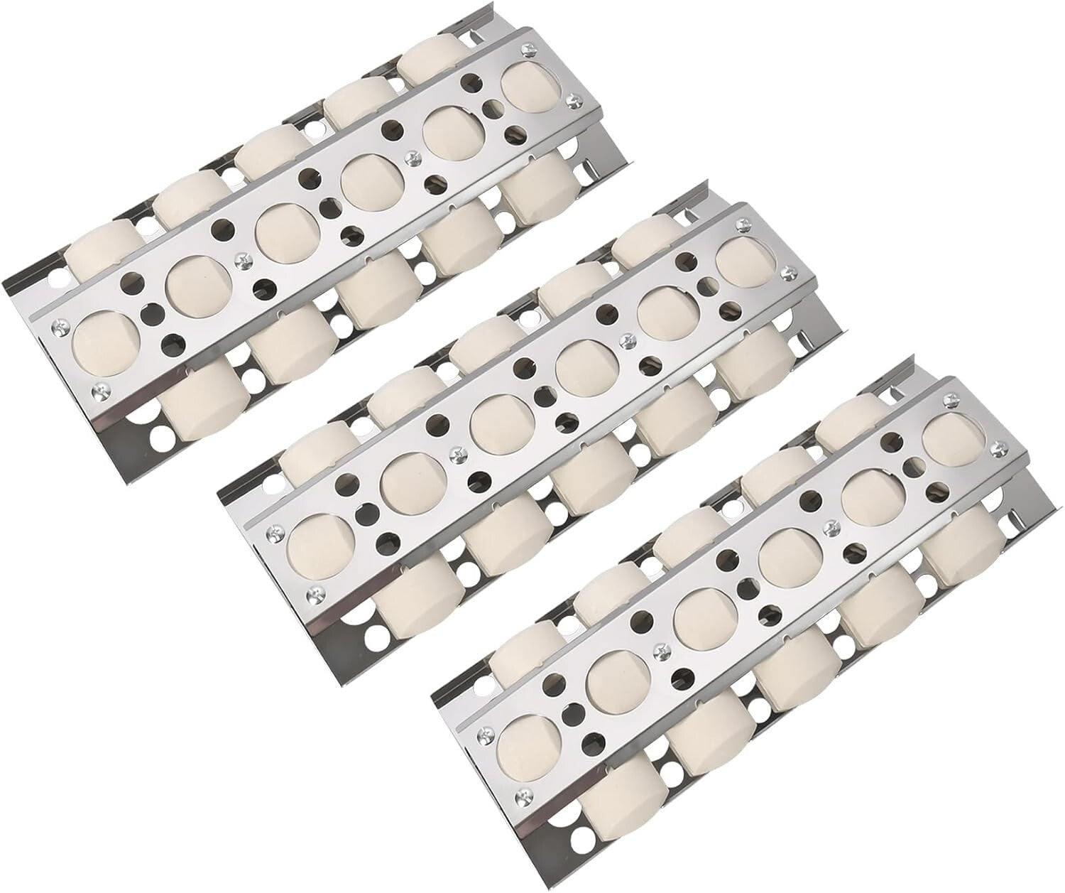 Durable 16.5" Stainless Steel Heat Trays with Ceramic Briquettes for BBQ Grills