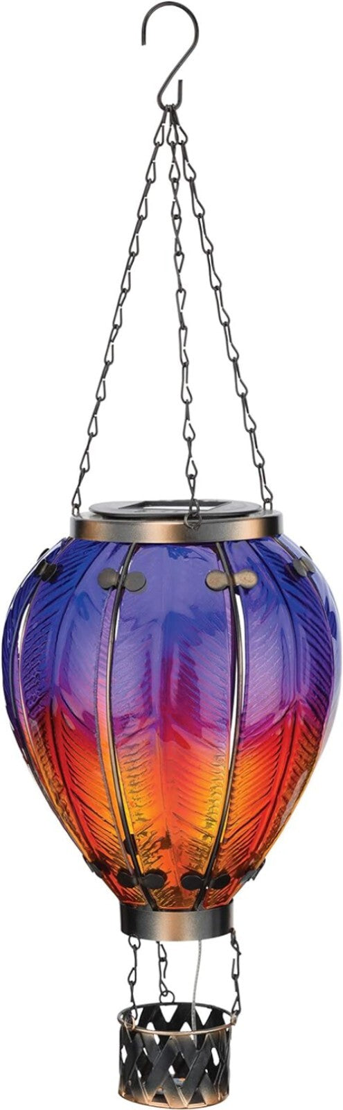 Eco-Friendly Purple Hot Air Balloon Solar Lantern - Charming Garden Illumination
