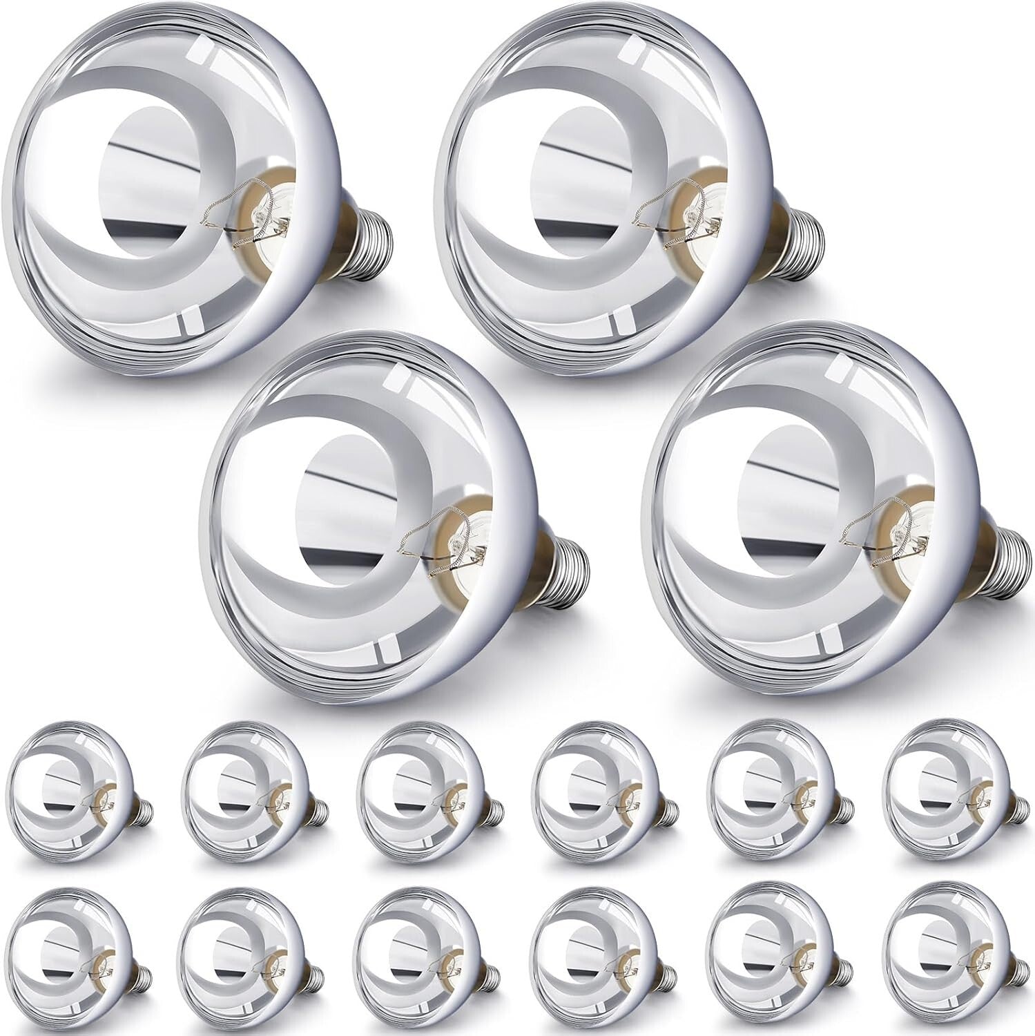 250W E26 Base Heat Lamp – 16 Clear Glass Bulbs for Reptiles & Animal Care