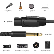 Load image into Gallery viewer, 60FT XLR Female to 1/4" TRS Cable - Tangle Free Balanced Audio Solution
