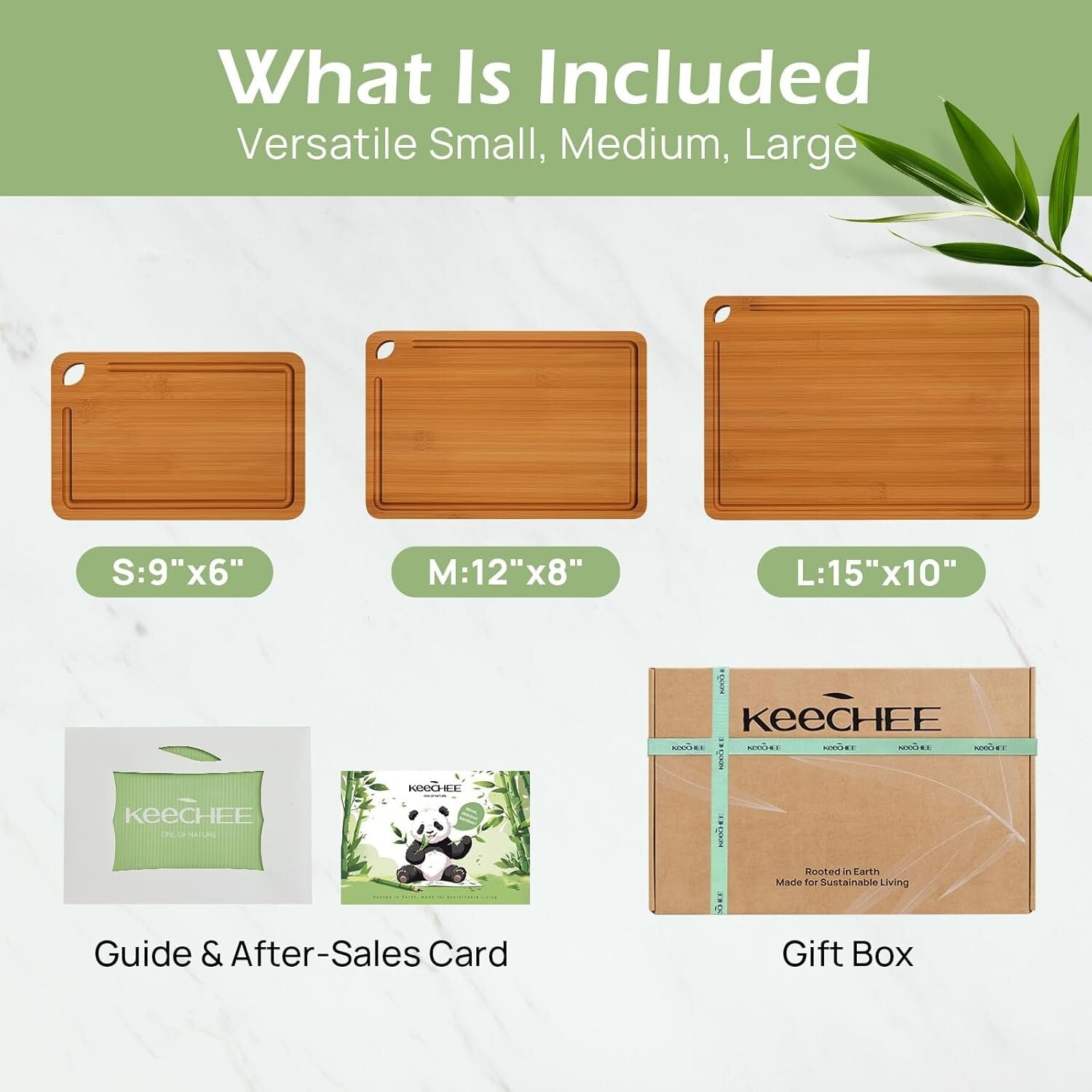Rectangular Bamboo Chopping Board Set - Perfect for Meat, Veggies & Charcuterie