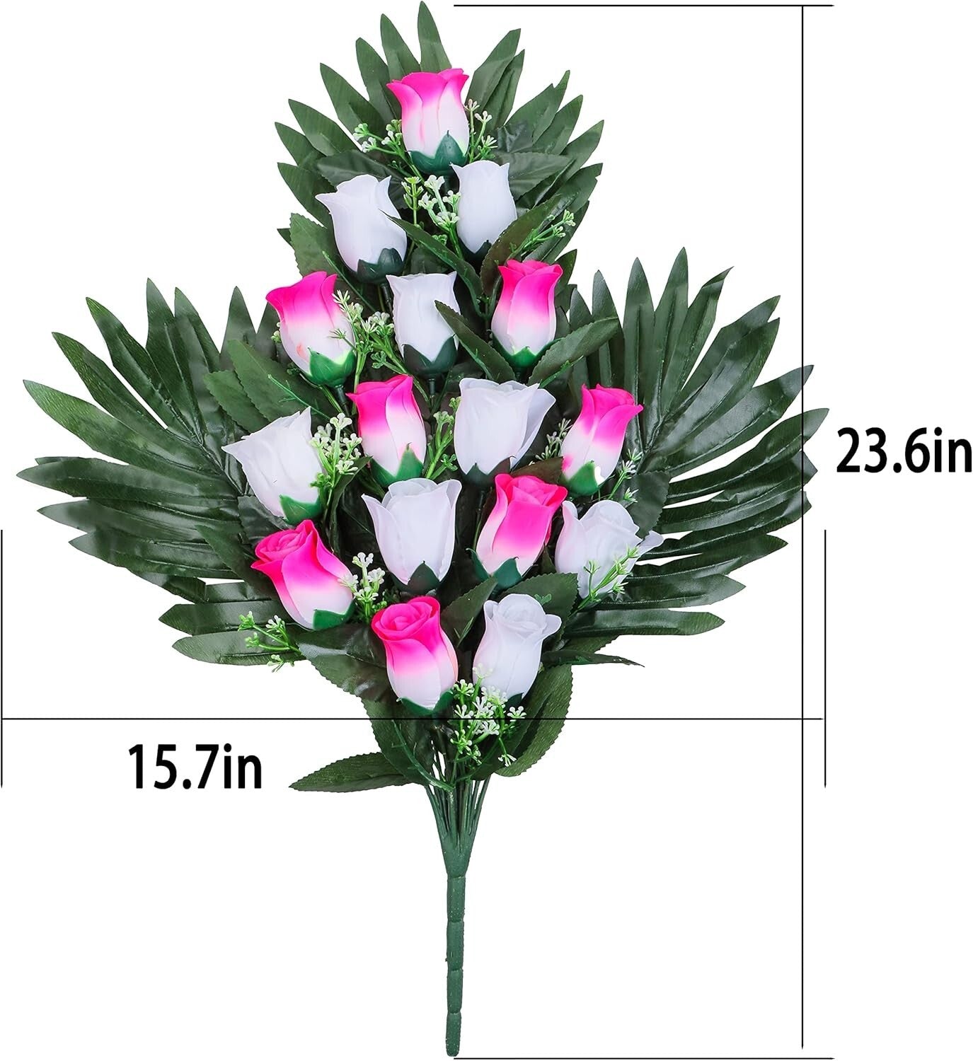 Beautiful Memorial Roses - 2 Sets of Artificial Cemetery Flowers with Vases