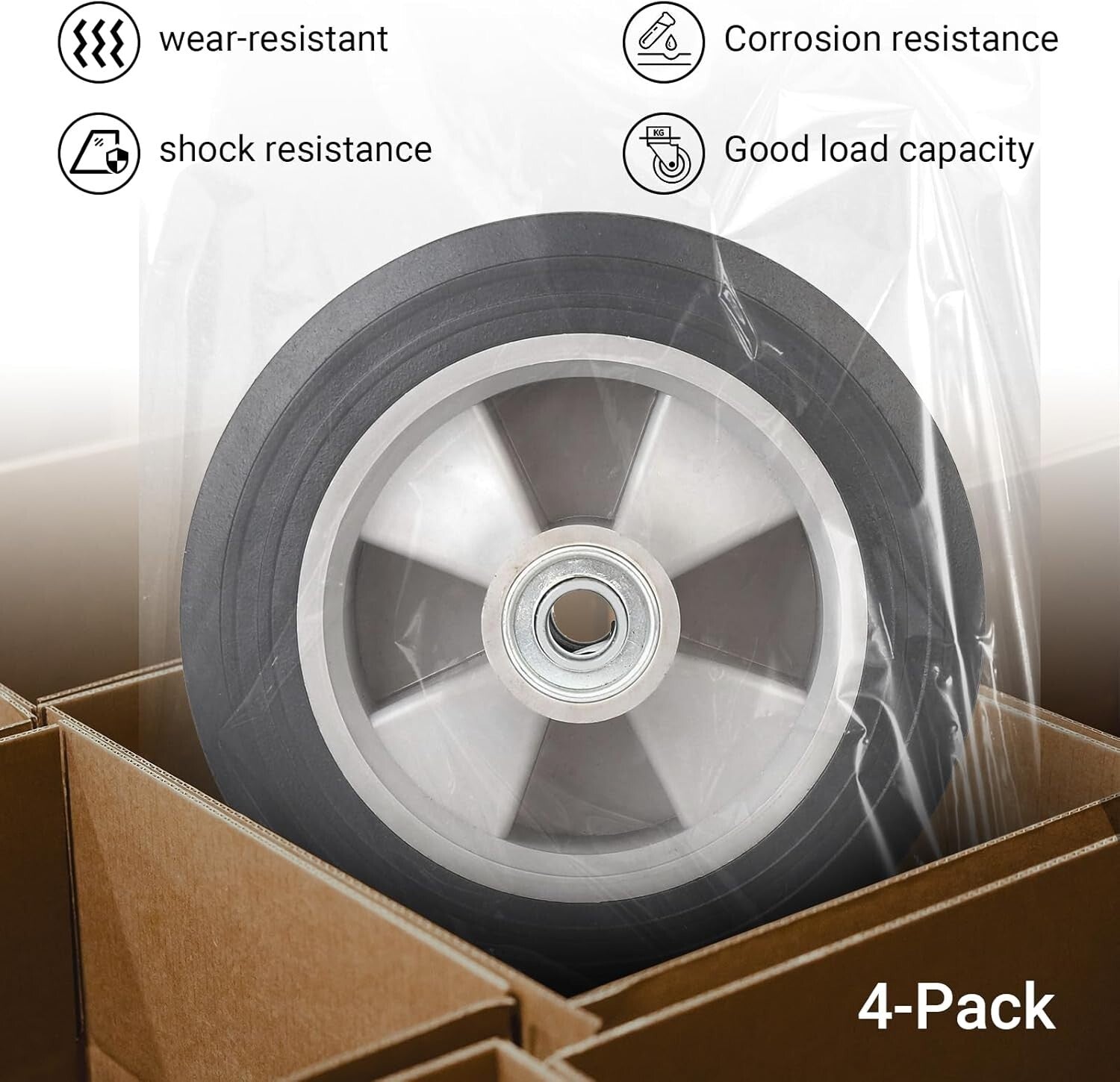 4-Pack Solid Rubber Tires 8" x 2" - Reliable, Heavy-Duty Replacement for Your...