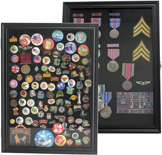 Elegant Black Finish Medal Shadow Box - Perfect for Military Medals and Pins