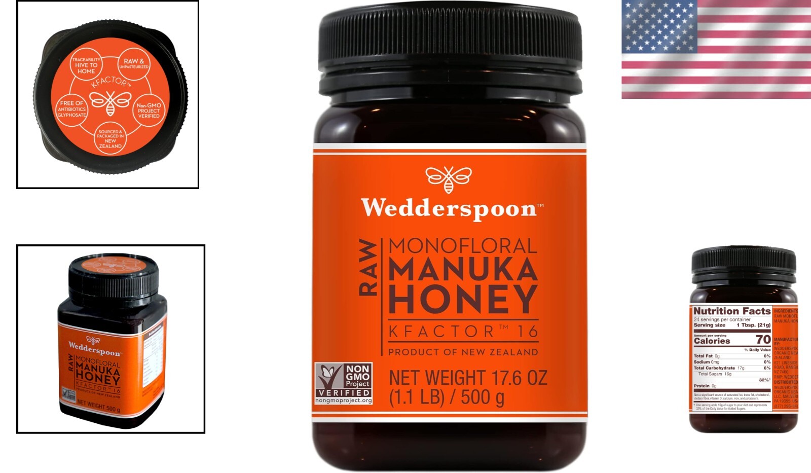 Premium Unpasteurized KFactor 16 Manuka Honey - 17.6 Oz for Daily Health Boost