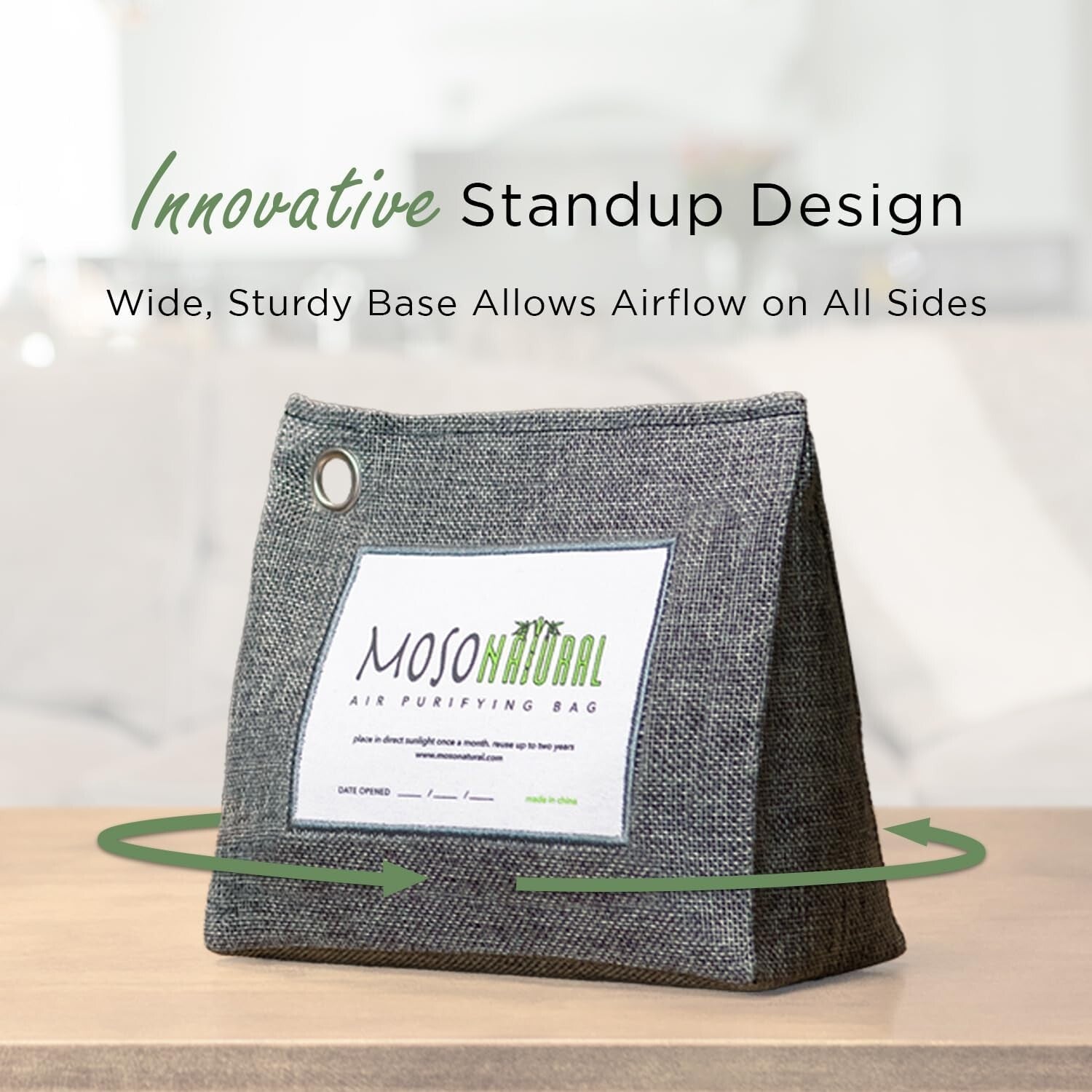 Bamboo Charcoal Stand-Up Air Purifying Bags - Effective Room Deodorizer 3 Pack