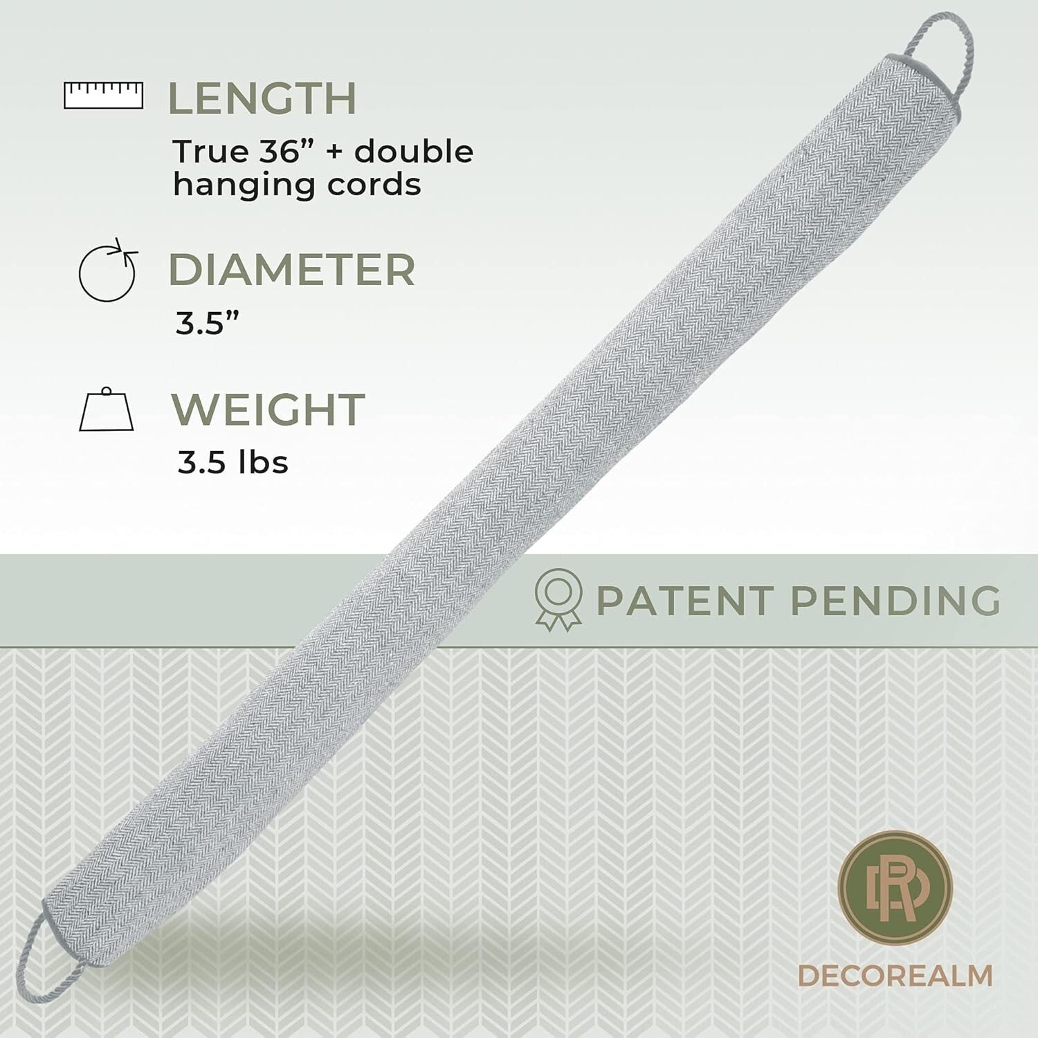 36" Weighted Under Door Draft Stopper - Pewter Herringbone Insulation Blocker