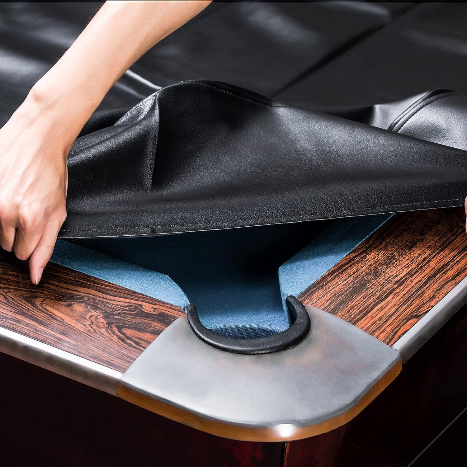 7FT-9FT Fitted Pool Table Cover, Waterproof & Tearproof Leatherette Protection