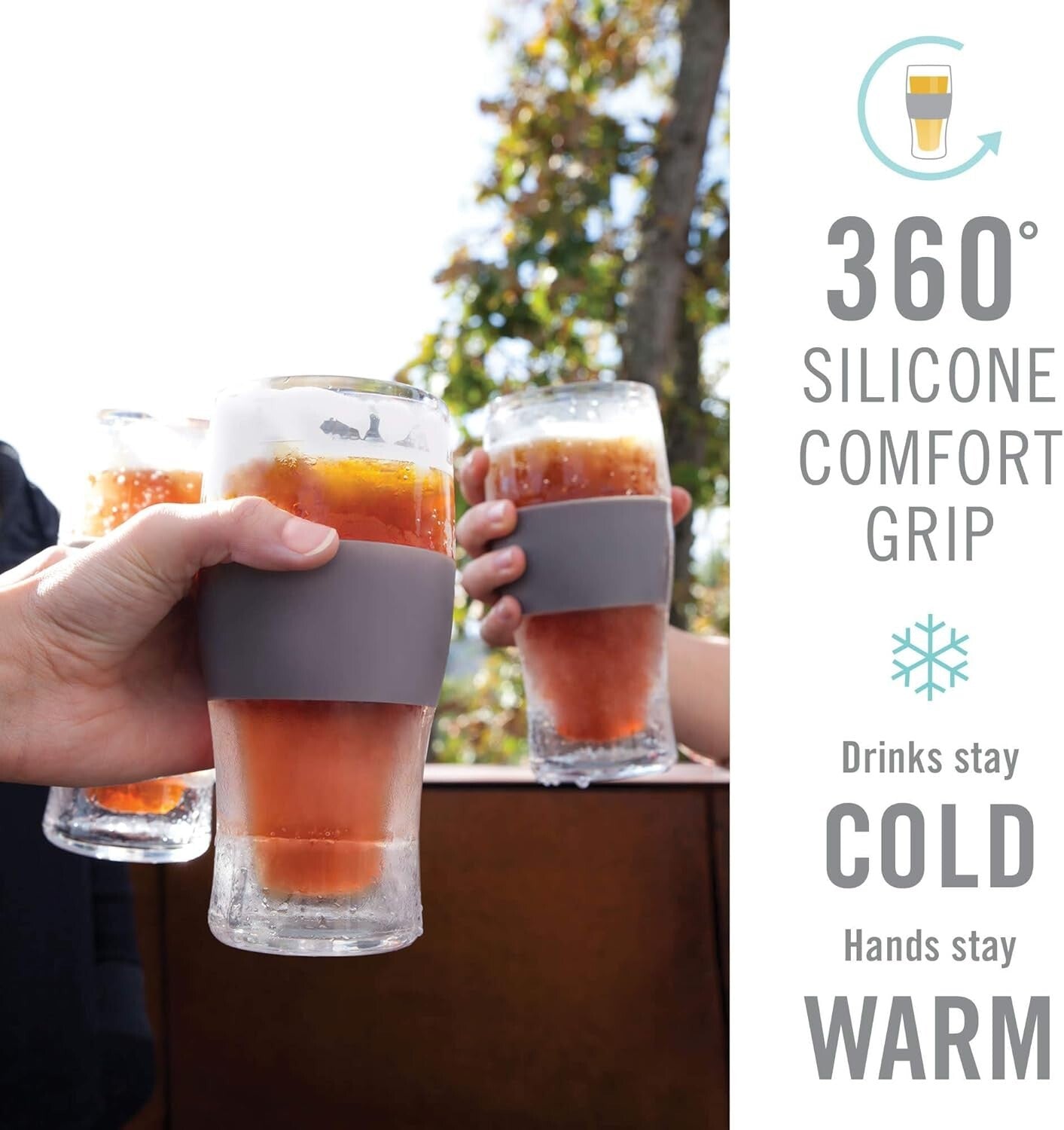 Innovative 16oz Beer Glass Set with Silicone Grip - Ideal Gift for Beer Lovers