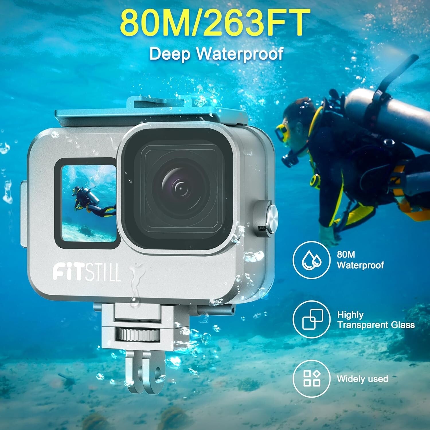 Professional Underwater Housing for GoPro Hero 9-13 - 263FT Waterproof Dive Gear