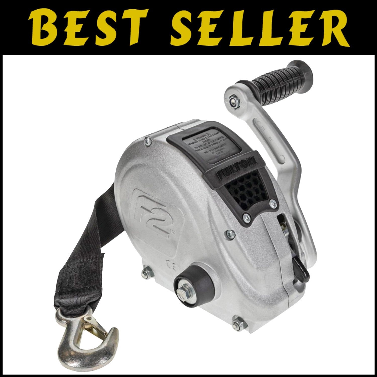 Dual Gear F2 Trailer Winch - 1,600 lbs Capacity with 20' Strap & Mounting Kit