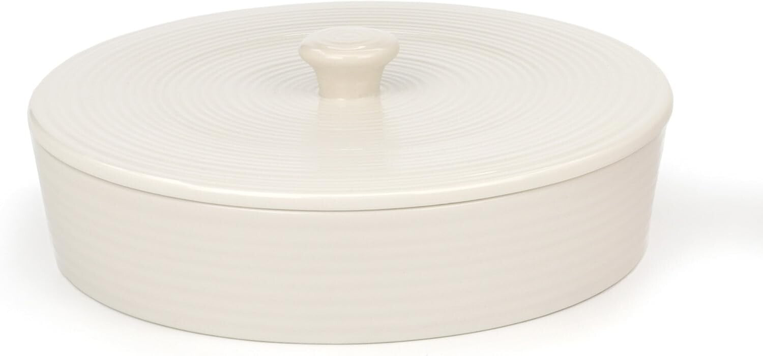Durable 10" Round Stoneware Tortilla Warmer - Dishwasher & Microwave Safe