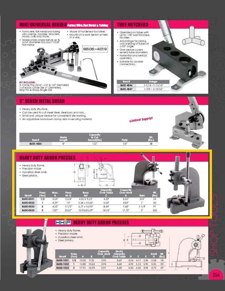 Heavy Duty Manual Arbor Press - 13 Inch Height with Steel Anvil for Durability