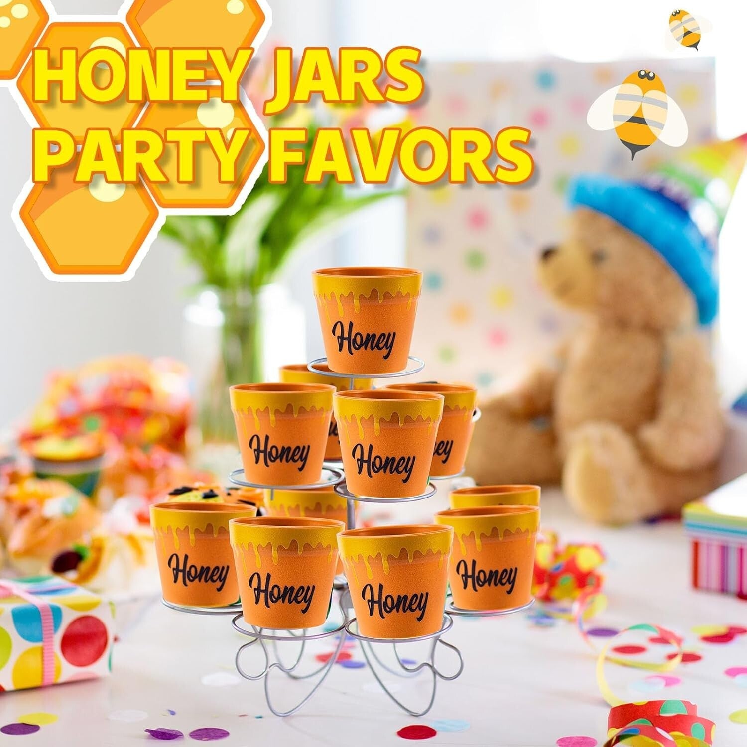 Charming Bee-Themed Honey Favors: 30 Mini Jars with Dippers for Celebrations