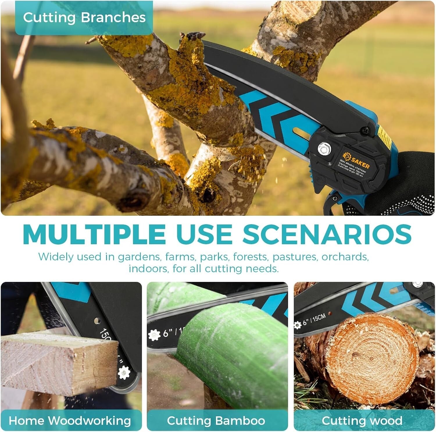 Rechargeable 6-Inch Mini Chainsaw with Dual Batteries - Ideal Father's Day Gift