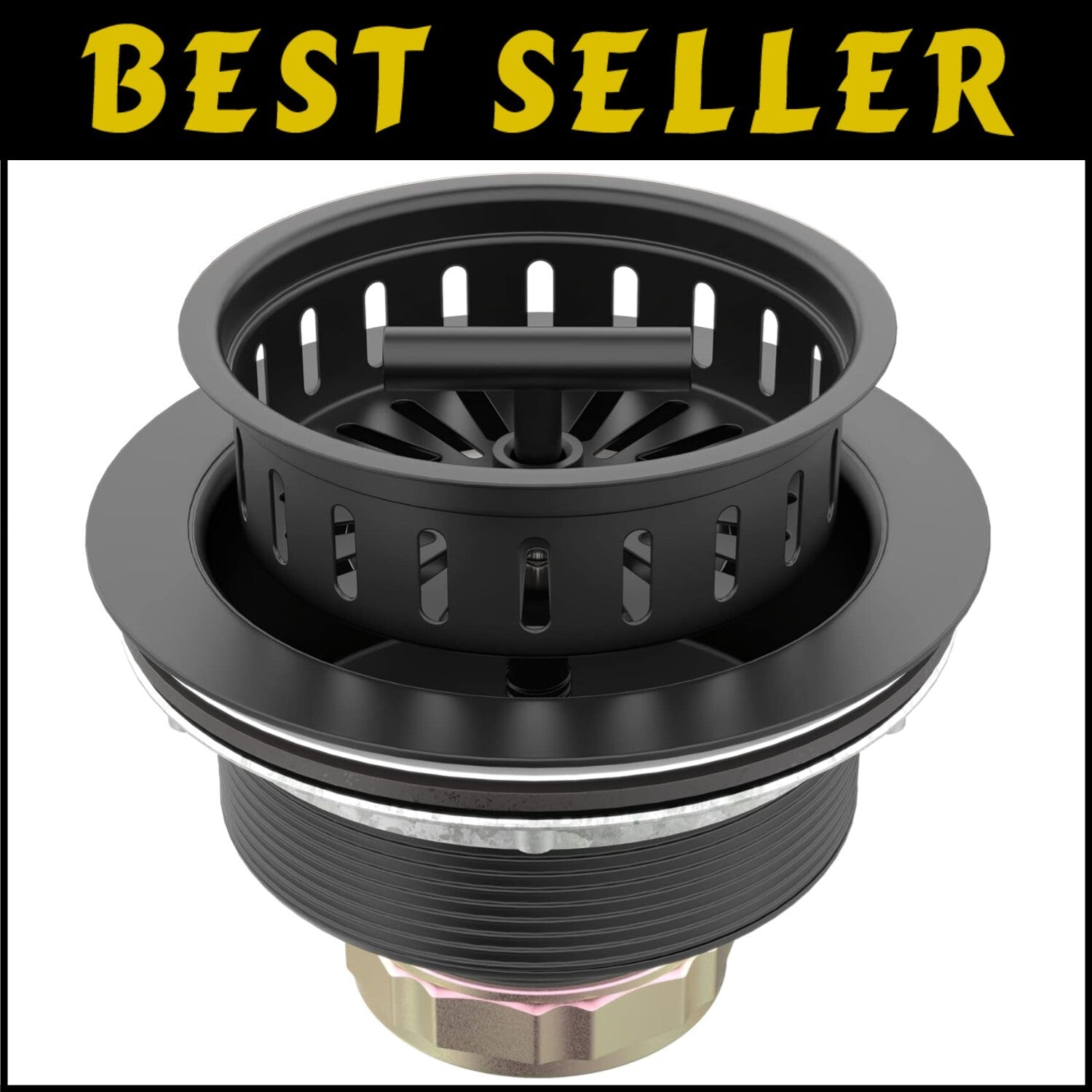 Easy Install Black Sink Drain Kit - 3 1/2" Stainless Steel with Removable Basket