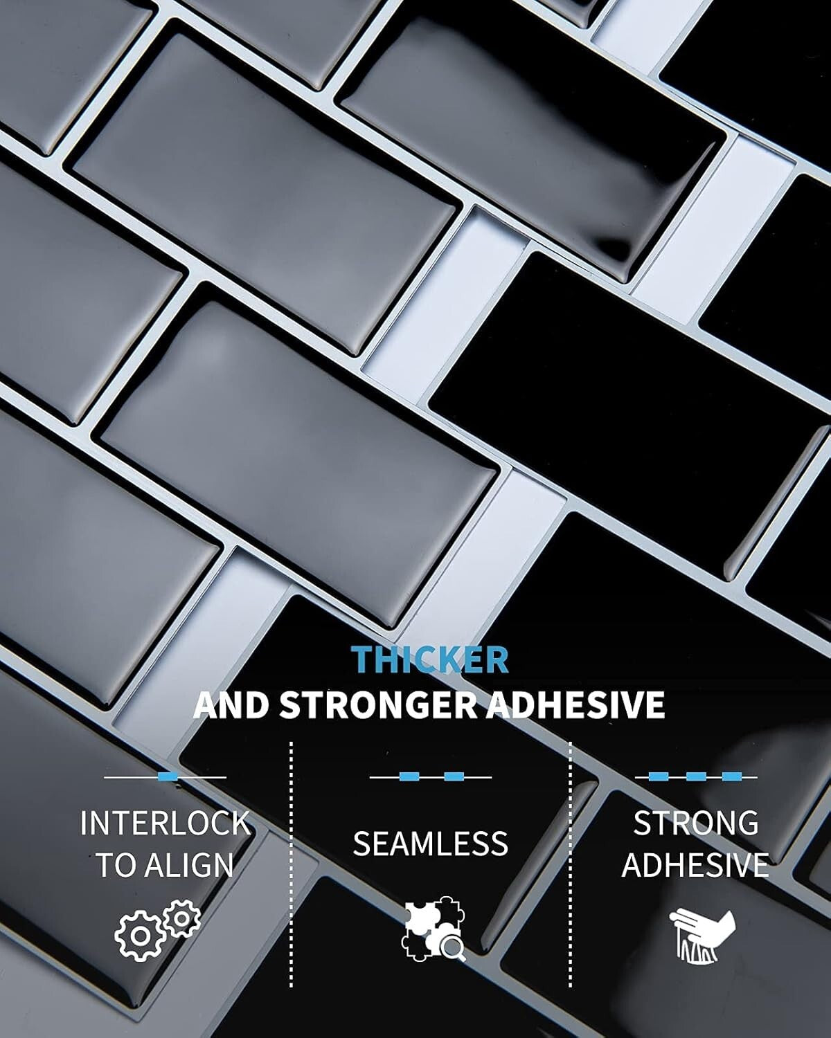 Waterproof Subway Tile Peel and Stick Backsplash for Kitchen and Bath, 10 Tiles