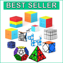 Load image into Gallery viewer, Variety Speed Cube Set – Includes 2x2, 3x3, Pyramid &amp; Mirror Cubes
