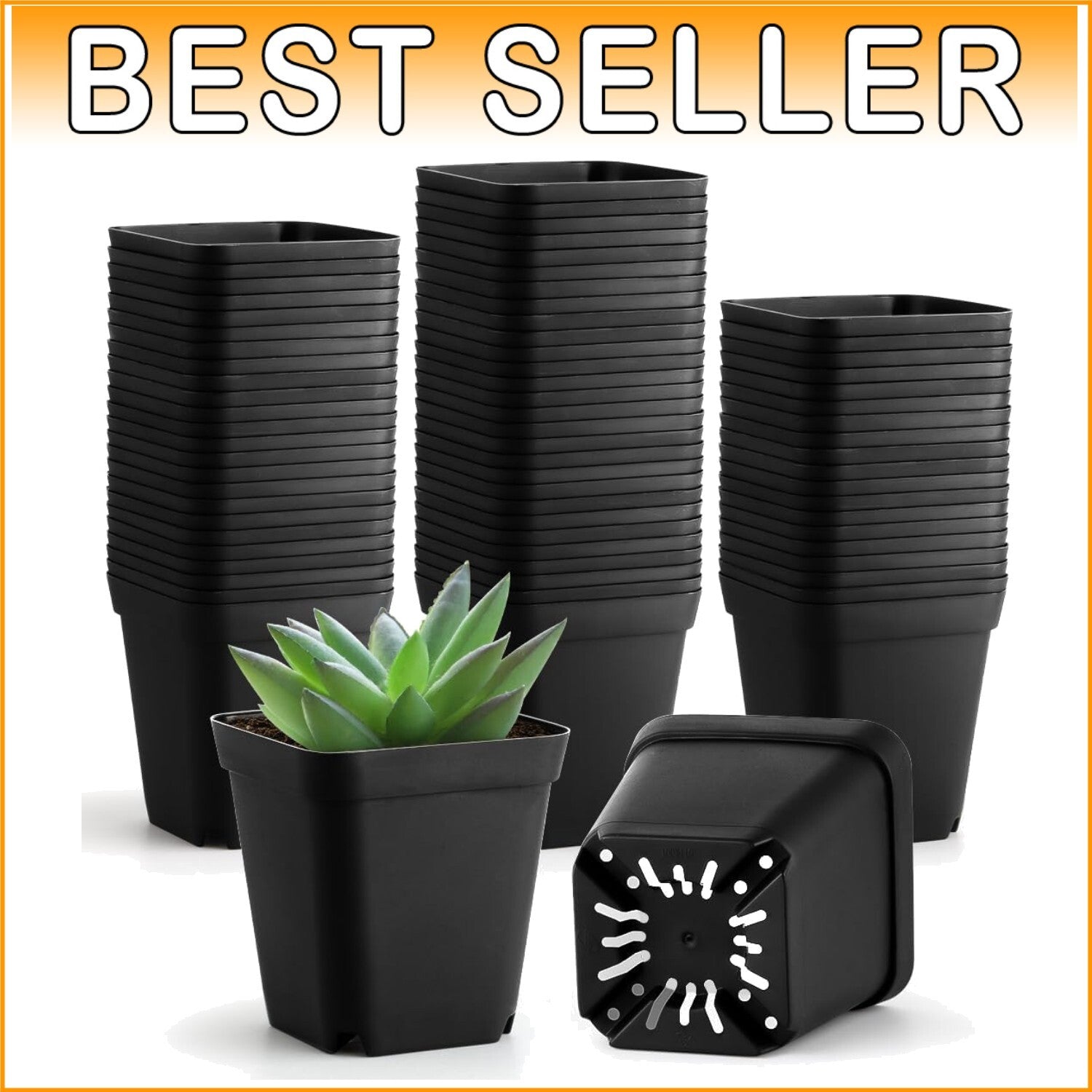 Durable 3.5 Inch Small Plant Pots - 120 Pack with Drainage Holes for Succulents