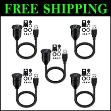 Load image into Gallery viewer, Sleek 1ft USB 3.0 Waterproof Cable Extension for Cars, Trucks &amp; Boats - 5 Pack