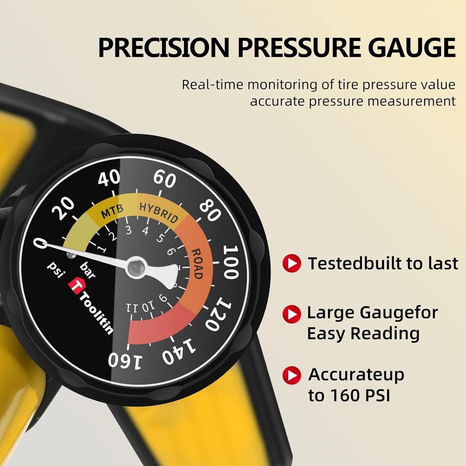 Ergonomic Floor Bicycle Pump with Accurate Gauge for Presta & Schrader Valves