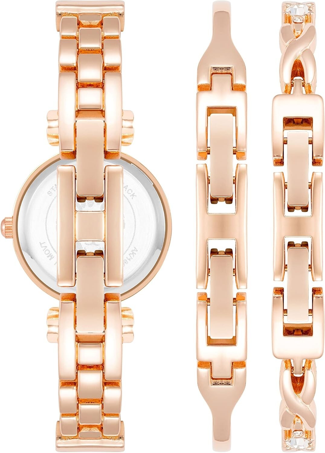 Women's Luxury Rose Gold Crystal Bangle Watch & 2 Bracelet Set - Elegant Gift