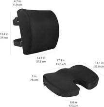 Load image into Gallery viewer, Memory Foam Seat Cushion &amp; Lumbar Support - Ergonomic Black Office Solution