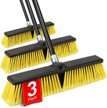 Load image into Gallery viewer, Heavy-Duty 18-Inch Push Broom with 63-Inch Ergonomic Handle for Outdoor Cleaning