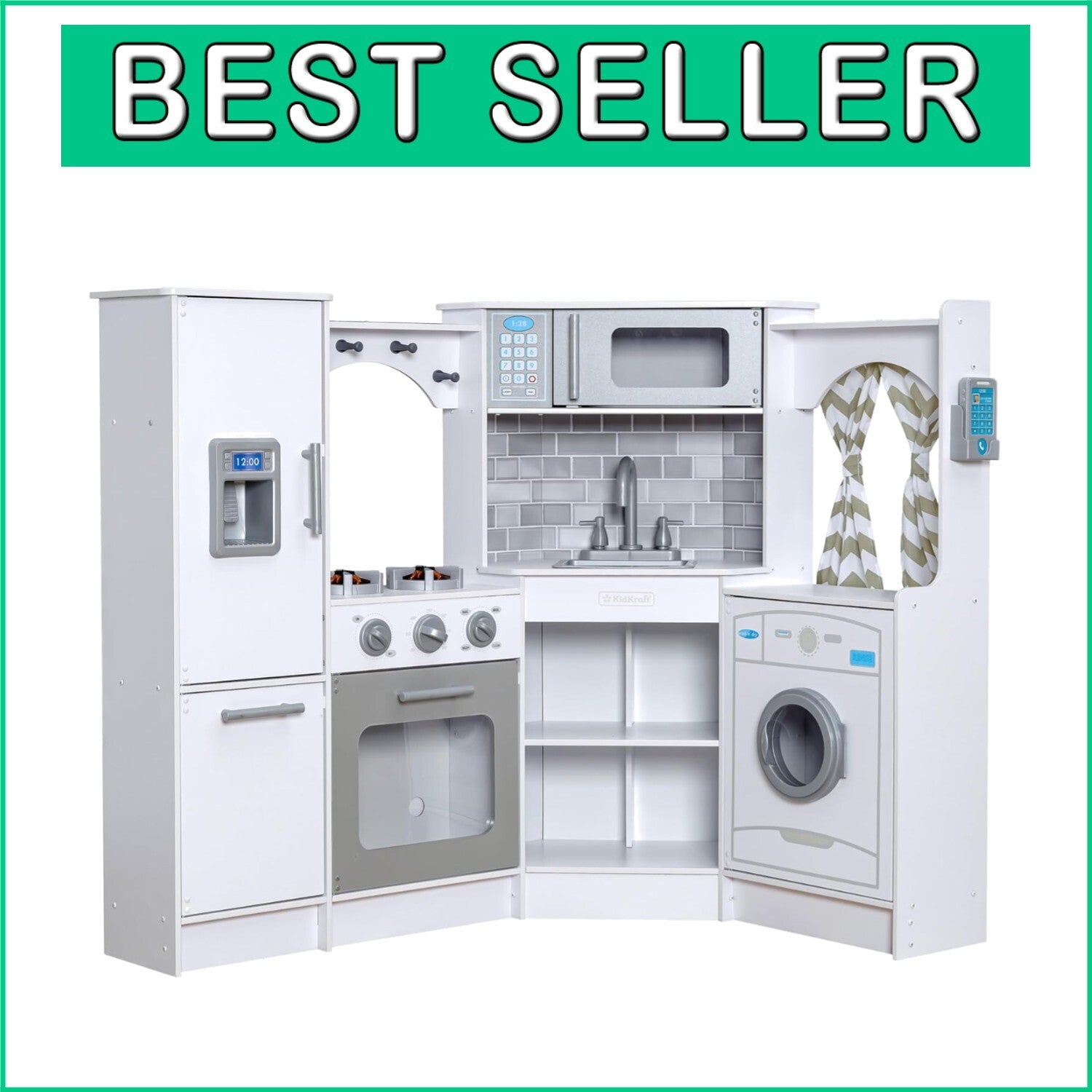 Deluxe Wooden Play Kitchen Set with Lights & Sounds - Perfect for Small Spaces