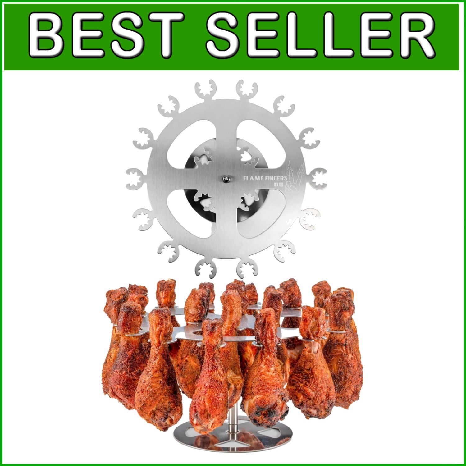 Durable 304 Stainless Steel Chicken Rack - Holds 18 Drumsticks, Wings & More