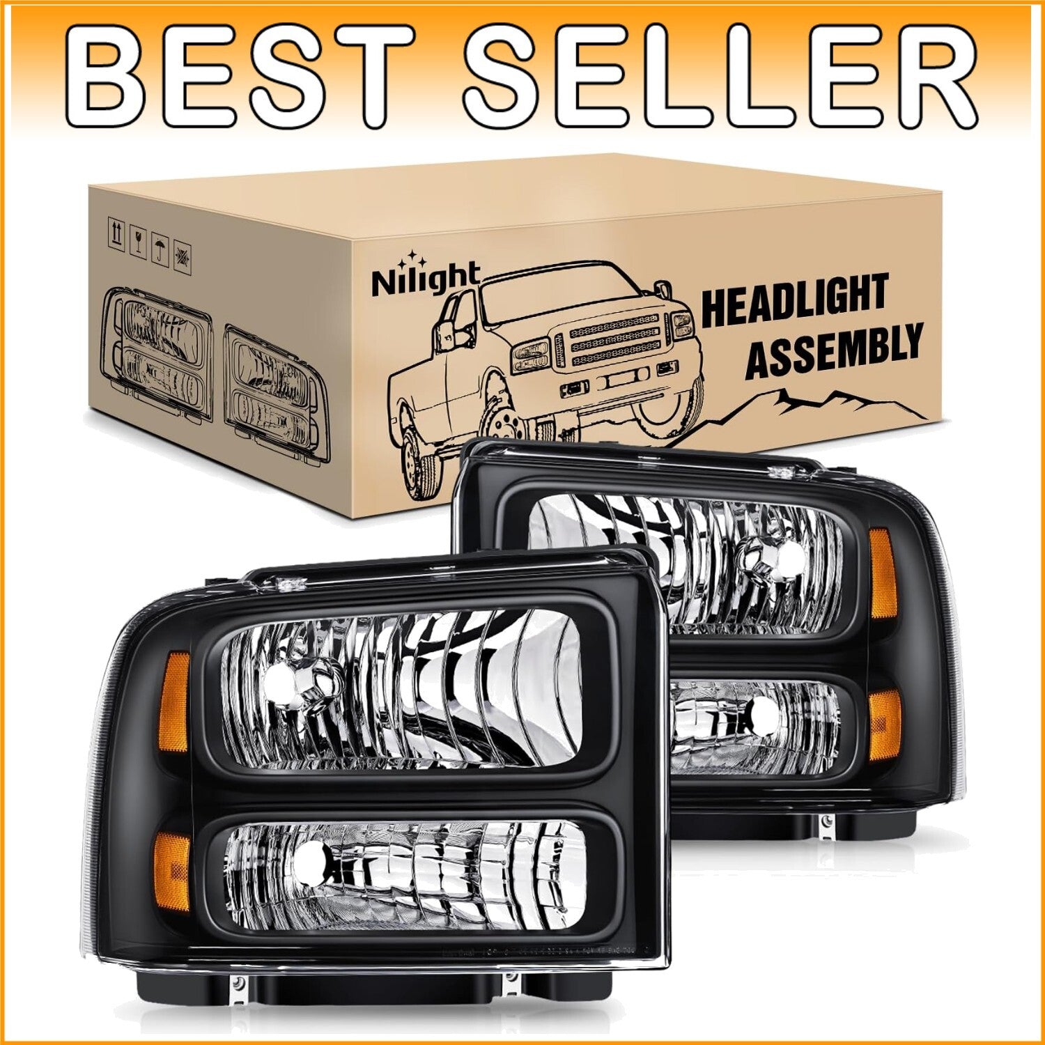 DOT Compliant Waterproof Headlight Set for 2005-2007 Ford F-Series Trucks