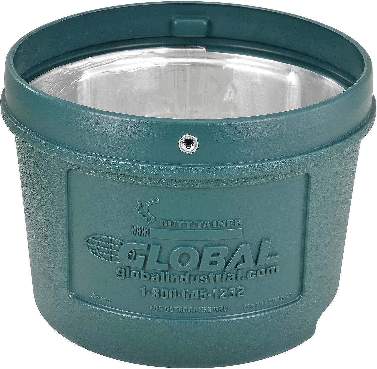Elegant 1.5-Gallon Green Free Standing Outdoor Ashtray with Stainless Steel Lid