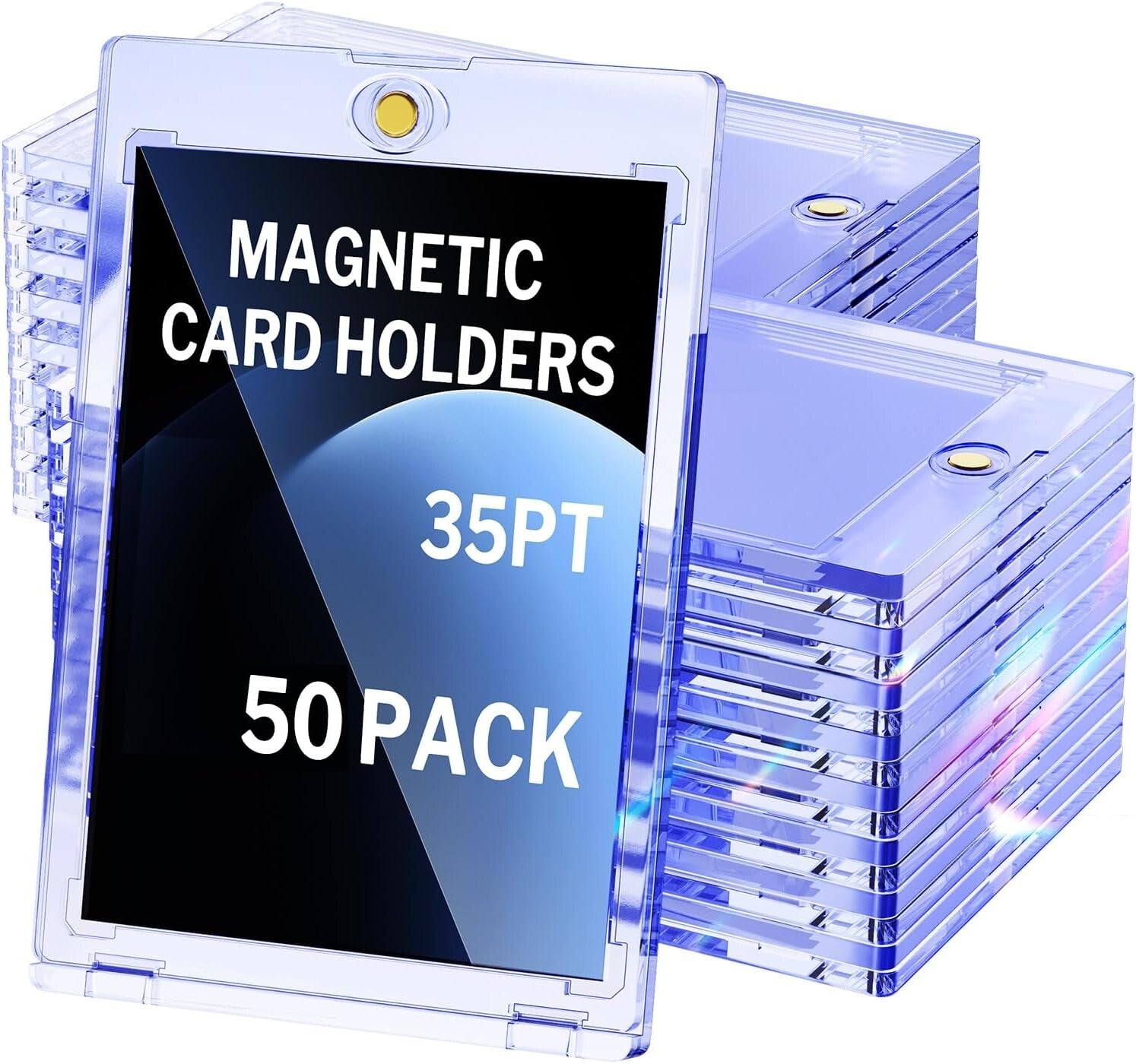 Premium 50-Pack Magnetic Card Holders - Acid-Free & Water-Resistant Protection