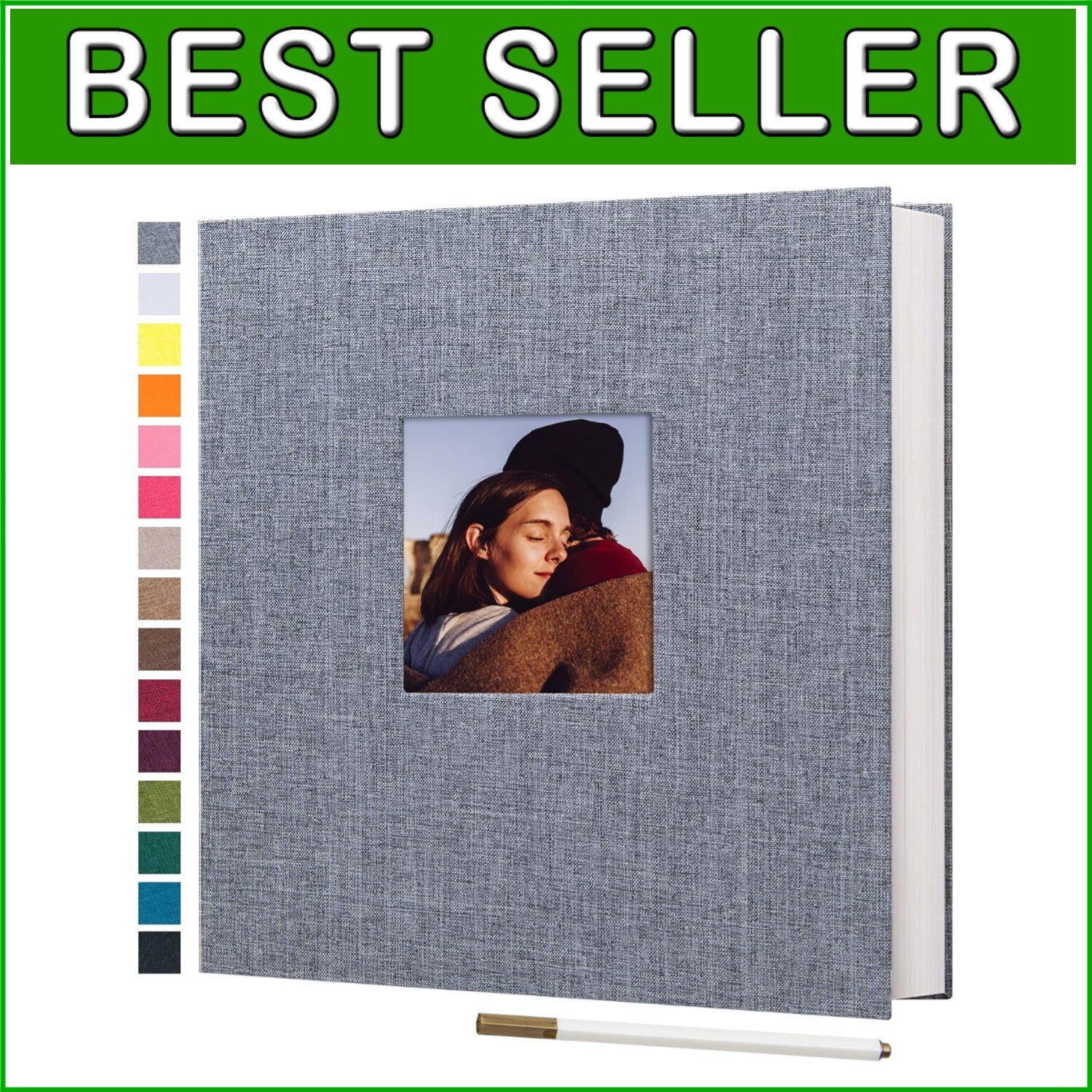 13.2x12.8 Inch Magnetic DIY Photo Album with 80 Pages & Metallic Pen - Gray