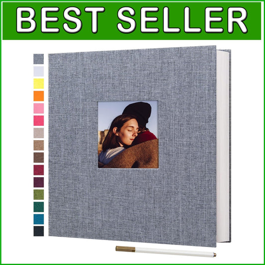 13.2x12.8 Inch Magnetic DIY Photo Album with 80 Pages & Metallic Pen - Gray